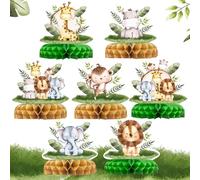 QIFU 7 piezas de centros de mesa de panal de animales de la selva, suministros para fiestas de cumpleaños temáticas de la selva, animales salvajes, decoraciones de fiesta de la selva, decoraciones de