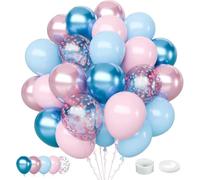 QIFU Globos Azul Rosa, 12 Pulgadas Globos De Cumpleaños Rosa Azul Latex Globo Confeti Gender Reveal Globo Para Balloons Revelacion Genero Bebe Gender Reveal Cumpleaños Decoracion Baby Shower Birthday