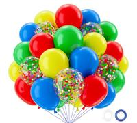 QIFU Globos De Cumpleaños,50 Piezas 12 Pulgadas Globos Látex Helio Colores De Rojos Amarillos Azules Verdes Confeti Para Fiesta Cumpleaños Boda Baby Shower Bautizo Comunion Carnaval