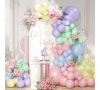 QIFU Kit Arco Globos Pastel, 113 Pcs Globos Guirnalda Cumpleaños Globo Macarrón Globo Bobo Para Kids Birthday Chicas Cumpleaños Decoracion Niña Revelacion Genero Baby Shower Aniversario Bodas Bautizo