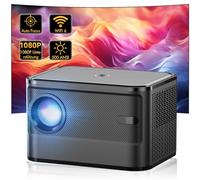QIGEEKU Mini proyector, foco eléctrico: proyector portátil A40 4K, 500 ANSI Full HD 1080P WiFi Bluetooth, corrección trapezoidal, cine en casa para teléfono/portátil/TV Stick/USB/HDMI