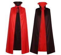 QIGHLIS Capa de Vampiro con Cuello de Halloween, 90cm Capa Dracula Negro Rojo Reversible, para Fiestas Temáticas y Bailes de Máscaras de Halloween