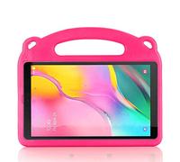 QIHANG Funda Infantil Samsung Galaxy Tab A 10.1 T510 T515, Carcasa Niño Antigolpes con Asa Suave Soporte Plegable, Funda Bebé Ligera para Samsung Galaxy Tab A 10.1 T510 T515 (Rosa roja)