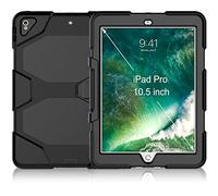 QIHANG Funda iPad Pro 10.5 Híbrido Tres Capas PC + Silicona Funda Carcasa a Prueba de Golpes Kickstand Robusto Defender Cover para iPad Pro 10.5 (Negro)
