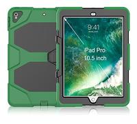 QIHANG Funda iPad Pro 10.5 Híbrido Tres Capas PC + Silicona Funda Carcasa a Prueba de Golpes Kickstand Robusto Defender Cover para iPad Pro 10.5 (Ejercito Verde)