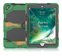 QIHANG Funda iPad Pro 10.5 Híbrido Tres Capas PC + Silicona Funda Carcasa a Prueba de Golpes Kickstand Robusto Defender Cover para iPad Pro 10.5 (Camuflaje)