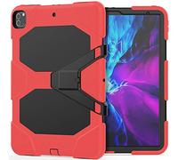 QIHANG Funda iPad Pro 12.9 2020 & 2018 Híbrido Tres Capas PC + Silicona Funda Carcasa a Prueba de Golpes Kickstand Robusto Defender Cover para iPad Pro 12.9 2020 & 2018 (Rojo)
