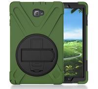 QIHANG Galaxy Tab a 10.1 móvil, 3 en 1 Hybrid Funda Full Body Funda antichoque con 360 Grados. Kickstand & Correa de Mano Chasis para Samsung Galaxy Tab a 10.1 SM de P580 Armee grün