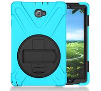 QIHANG Galaxy Tab a 10.1 móvil, 3 en 1 Hybrid Funda Full Body Funda antichoque con 360 Grados. Kickstand & Correa de Mano Chasis para Samsung Galaxy Tab a 10.1 SM de P580 Azul Azul Claro
