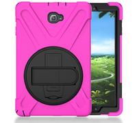 QIHANG Galaxy Tab a 10.1 móvil, 3 en 1 Hybrid Funda Full Body Funda antichoque con 360 Grados. Kickstand & Correa de Mano Chasis para Samsung Galaxy Tab a 10.1 SM de P580 Rose Rot
