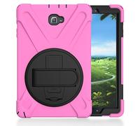 QIHANG Galaxy Tab a 10.1 móvil, 3 en 1 Hybrid Funda Full Body Funda antichoque con 360 Grados. Kickstand & Correa de Mano Chasis para Samsung Galaxy Tab a 10.1 SM de P580 Rosa Rosa