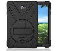 QIHANG Galaxy Tab a 10.1 móvil, 3 en 1 Hybrid Funda Full Body Funda antichoque con 360 Grados. Kickstand & Correa de Mano Chasis para Samsung Galaxy Tab a 10.1 SM de P580 Negro Negro