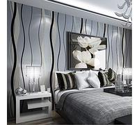 Qihang high-grade non-woven nieve estilo Simple curva rollo de papel pintado para la pared Negro y Gris color