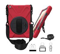 QIHANG iPad 2/3/4 - Carcasa de Silicona, iPad 2/3/4 Case, 3 Capas Heavy Duty Soft Silicona Hard Bumper Case Soporte + Correa de Mano + Correa antigolpes Carcasa Rojo Rojo