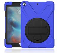 QIHANG iPad Mini 4 - Carcasa de Silicona, iPad Mini 4 Case, 3 Capas Heavy Duty Soft Silicona Hard Bumper Case Soporte + Correa de Mano antigolpes Carcasa Azul Azul Oscuro