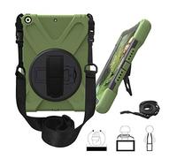 QIHANG iPad Mini 4 - Carcasa de Silicona, iPad Mini 4 Case, 3 Capas Heavy Duty Soft Silicona Hard Bumper Case Soporte + Correa de Mano + Correa antigolpes Carcasa Armeegrün