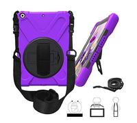 QIHANG iPad Mini 4 - Carcasa de Silicona, iPad Mini 4 Case, 3 Capas Heavy Duty Soft Silicona Hard Bumper Case Soporte + Correa de Mano + Correa antigolpes Carcasa Morado Morado