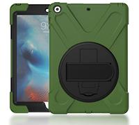 QIHANG iPad Pro 10.5 - Carcasa de Silicona, iPad Pro 10.5 Case, 3 Capas Heavy Duty Soft Silicona Hard Bumper Case Soporte + Correa de Mano antigolpes Carcasa Armee grün