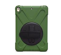 QIHANG iPad Pro 10.5 - Carcasa de Silicona, iPad Pro 10.5 Case, 3 Capas Heavy Duty Soft Silicona Hard Bumper Case Soporte + Correa de Mano antigolpes Carcasa Armeegrün