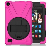 QIHANG Kindle Fire 7 2015 móvil, asnlove 360 Grados Giratorio plástico Resistente Hard Case - Plegable - Pie para Amazon Kindle Fire 7 Pulgadas 2015 Release Rose Rot