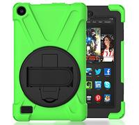 QIHANG Kindle Fire 7 2015 móvil, asnlove 360 Grados Giratorio plástico Resistente Hard Case - Plegable - Pie para Amazon Kindle Fire 7 Pulgadas 2015 Release Verde Verde