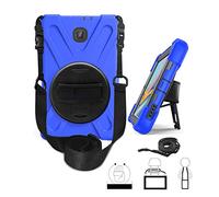 QIHANG Samsung Galaxy Tab a 8.0 T387 - Carcasa de Silicona, Galaxy Tab a 8.0 T387 Case, 3 Capas Heavy Duty Soft Silicona Hard Bumper Case Soporte + Correa de Mano antigolpes Carcasa Azul Azul Oscuro