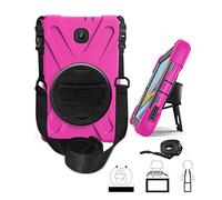 QIHANG Samsung Galaxy Tab a 8.0 T387 - Carcasa de Silicona, Galaxy Tab a 8.0 T387 Case, 3 Capas Heavy Duty Soft Silicona Hard Bumper Case Soporte + Correa de Mano antigolpes Carcasa Rose Rot