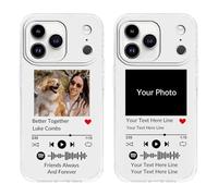 QIHENGPLUS Funda de Teléfono Personalizada de Estilo Musical Transparente Compatible con Apple iPhone 17 Pro MAX, Funda de Teléfono con Código Escaneable Personalizada con Su Foto y Textos