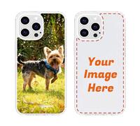 QIHENGPLUS Funda transparente personalizada compatible con Apple iPhone 14 Pro, funda de TPU suave personalizada con tu foto y texto