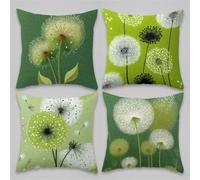 QiHon Juego de 4 Fundas Cojines 30x30 cm, Diente León Mostaza Funda Cojín Decorativa Modernas, Funda de Cojin Lino Cuadrado, Fundas para Cojines de Sofa para Sofá Cama Hogar Patio
