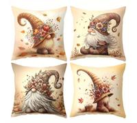 QiHon Juego de 4 Fundas Cojines 40x40 cm, Papá Noel Funda Cojín Decorativa Modernas, Funda de Cojin Lino Cuadrado, Fundas para Cojines de Sofa para Sofá Cama Hogar Patio