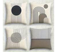 QiHon Juego de 4 Fundas de Cojín de Lino 60x60 cm Rayas Negras Fundas de Almohada Cuadradas Decorativas Modernas con Cremallera Invisible para Sofá, Sala de Estar, Dormitorio y Sillas