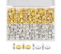 QIIIMSLSS 600 Uds Cuentas Oro Plateado Rondelle Cuentas Espaciadoras Coloridas Sueltas Para Hacer Collares Y Pulseras Cuentas Diamantes Imitación