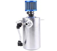 Qiilu 0.5L Universal Aluminio Depósito del aceite del motor Filtro del respiradero del depósito para Coche(plata)
