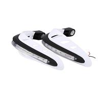 Qiilu 1 par de Universal Manillar Protector de mano Protectores de mano con luz LED para motocicletas(blanco)