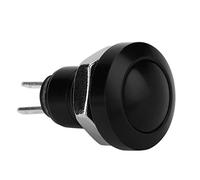 Qiilu 1A 24V 8mm Mini Impermeable Coche Interruptor momentáneo Interruptor de encendido Aleación de zinc-aluminio(negro)