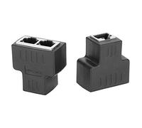 Qiilu 2 Uds Adaptador de Cable Ethernet 1 en 2 Salidas RJ45 Interfaz Hembra LAN Conector Extensor de Cable Divisor para Internet WireBlack