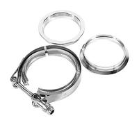 Qiilu 3 pulgadas Acero inoxidable Abrazadera de V-Band con 2 Flange Kit Turbo Exhaust Down Pipe