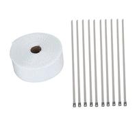 Qiilu 33 pies Blanco Calor alto Aislamiento Tubo de escape del abrigo de la cinta del paño para la motocicleta del coche