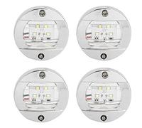 Qiilu 4 piezas luz de popa barco led luces LED de navegación luz lateral impermeable cromado de señalización para barco Luces interiores barcos marinos redondos blanca de popa 12V para Camiones Yates