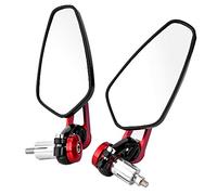 Qiilu 7/8" 22mm Espejo lateral retrovisor y puntas de manillar universal para motocicleta, aleación de aluminio, 1 par (rojo)