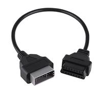 Qiilu Adaptador de Cable de extensión OBD2, Apto para vehículos, de 14 Pines a 16 Pines, Cable de extensión de diagnóstico OBD-II de 40 cm.
