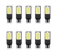 Qiilu Bombilla LED para Coche 10 Uds T10 W5W 6SMD Bombilla LED para Coche Canbus Error Libre COB Placa de Señal Lateral Lighgts Accesorio para Automóvil Blanco(blanco)
