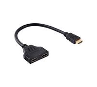 Qiilu Divisor HDMI 2 en 1, conmutación automática, doble VGA Hdmi negro, 1080P HDMI macho a doble HDMI hembra, 1 a 2 vías, cable adaptador divisor para TV HD