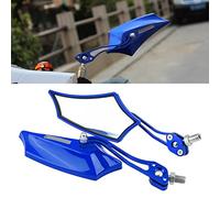 Qiilu Espejos de vista lateral de motocicleta, espejos laterales espejo trasero visión y puntas de manillar 10mm 8mm universal motocicleta scooter aleación de aluminio lateral espejos 4 colores (azul)