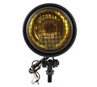 Qiilu Faros de motocicleta retro 35W, faro de motocicleta cubierta de lente de parrilla 1750lm faro de moto universal de alto brillo(Amarillo)