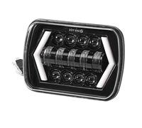 Qiilu Faros delanteros para automóvil, faros delanteros LED de 5x7 pulgadas con luz cuadrada, faros delanteros de haz alto/bajo apto para