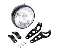 Qiilu Faros delanteros para motocicleta, 7 "Universal 12V H4 35W Faro redondo LED amarillo para motocicleta con soporte negro