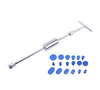 Qiilu Herramienta de extracción de T Bar Martillo Deslizante + 18pcs Tira Tabs Juego de Herramientas abolladura para Reparación de abolladuras de Coche automóviles