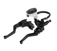 Qiilu Juego de palancas de depósito de cilindro maestro de embrague de freno de motocicleta universal de 7/8 "(22 mm), negro M6f274